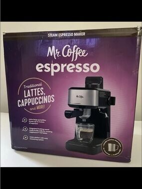 Mr. Coffee Espresso Machine - Black & Silver NEW OPEN BOX